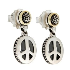 Lagos peace sign 925 sterling & 18K gold earrings